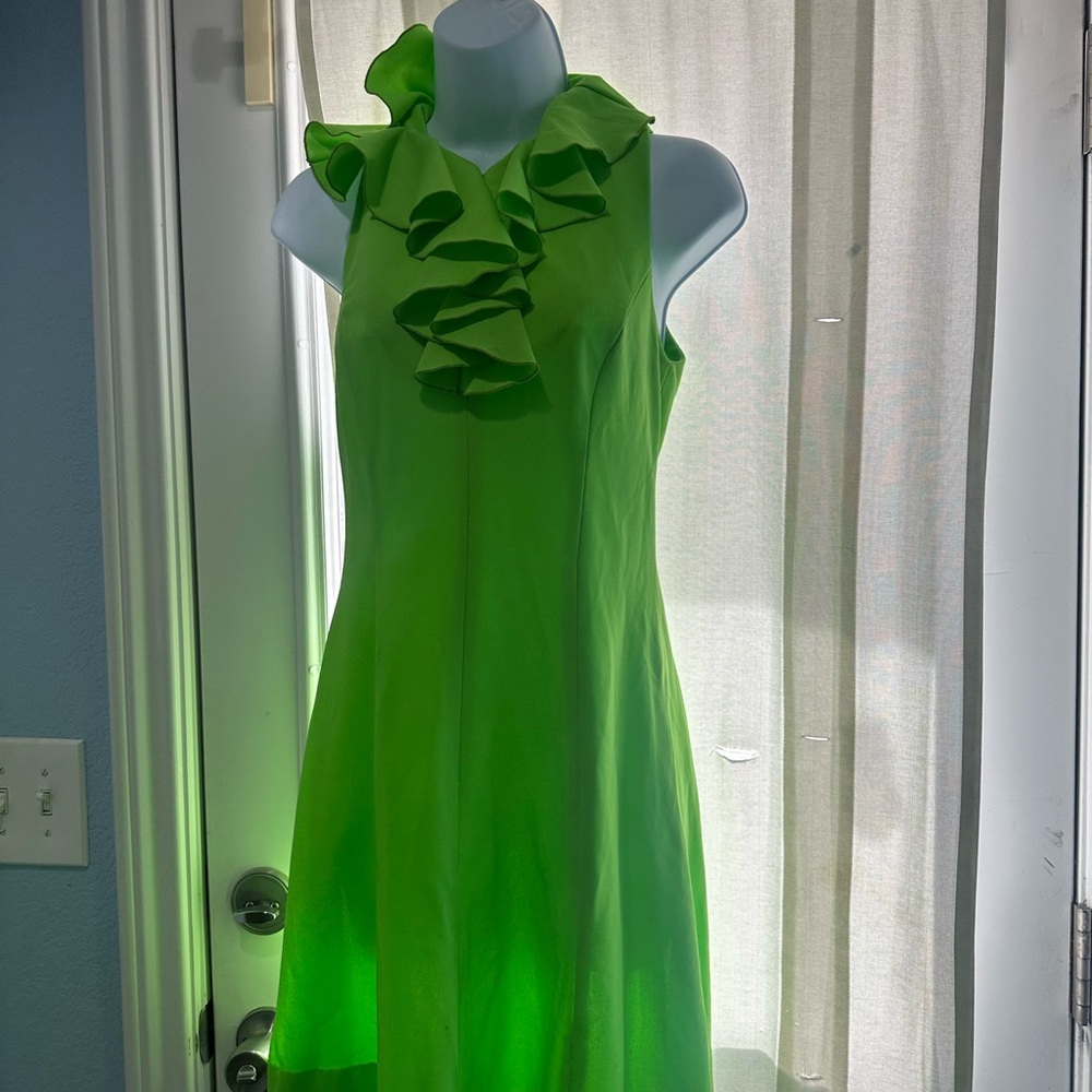 Green Ruffle go go style Sleeveless Dress